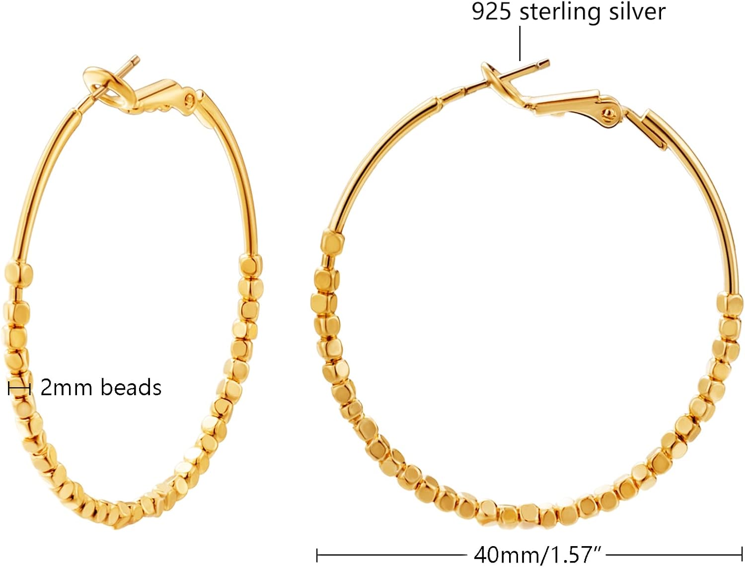 Gold Earrings 14k Gold Plated Hoop Earrings Dainty Pearl hoop Disc Coin Bead Starfish Teardrop Circle Dangle Drop Earrings for Women Hypoallergenic Jewelry Gifts - Image 4