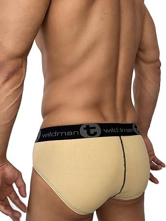 Wildmant Big Boy Pouch Cotton Brief with Stripe Tan