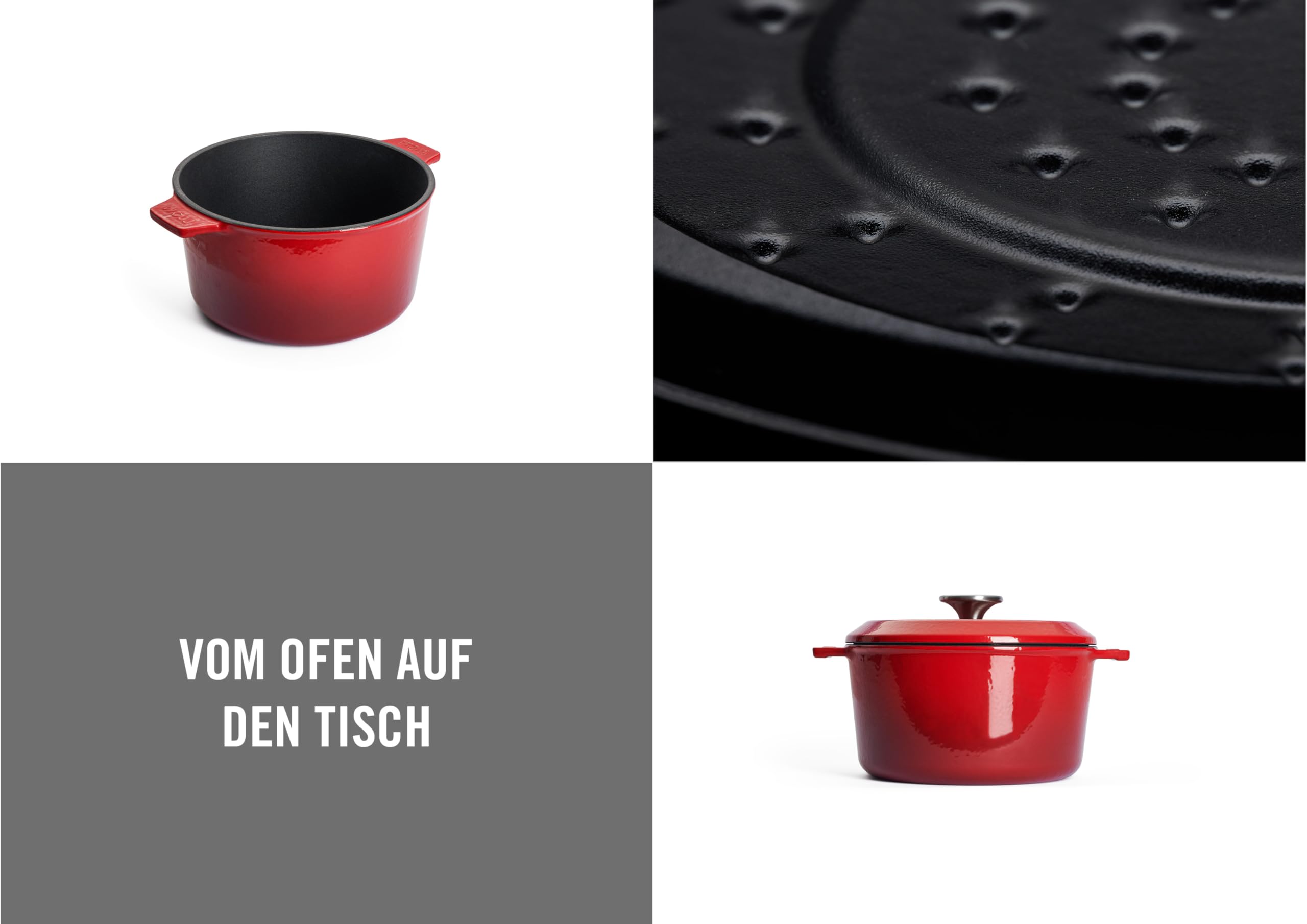 Woll Iron gietijzeren pan met deksel en siliconen handgrepen