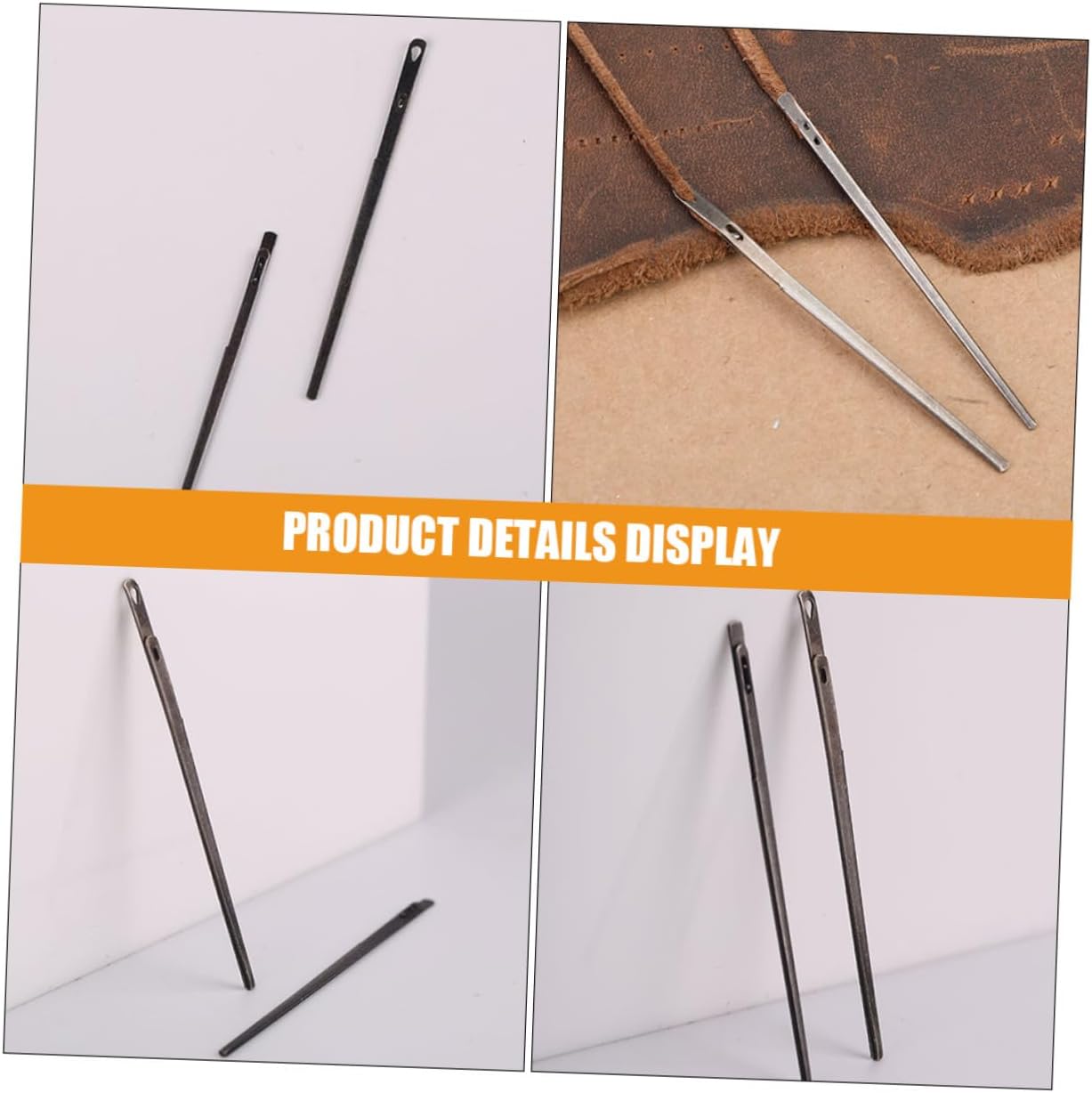 HOODANCOS 2Pcs Leather Sewing Needles Steel Hand Stitching Needles for Leather Crafts Lightweight for DIY Leatherwork and Craft Projects