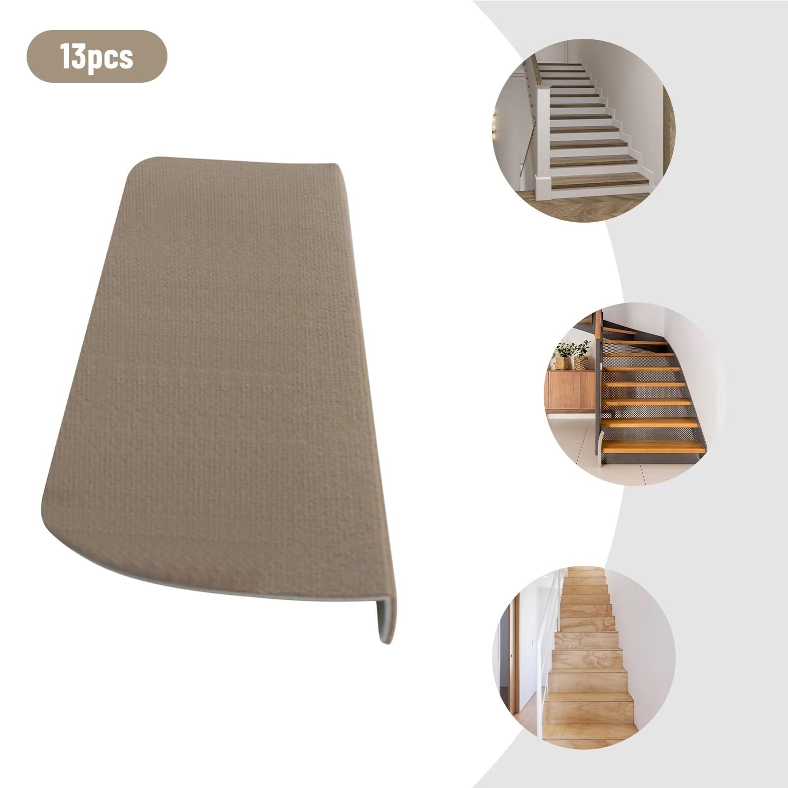 Tapis Marche Escalier Tapis d'escalier antidérapant, 20 x 55 cm, en Polyester et PVC, Facile à Nettoyer, idéal for Les escaliers intérieurs et extérieurs.