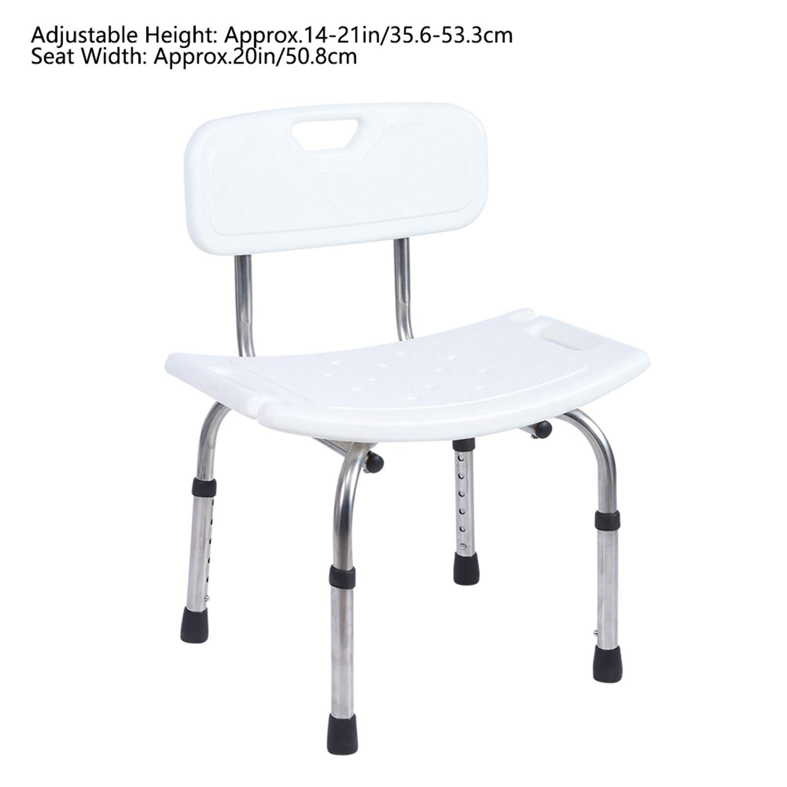 Silla de Ducha para Ducha Interior, Asiento de Baño de 20 Pulgadas de Ancho para Personas Mayores, Banco de Bañera Ajustable Resistente con Respaldo Extraíble, Taburete para