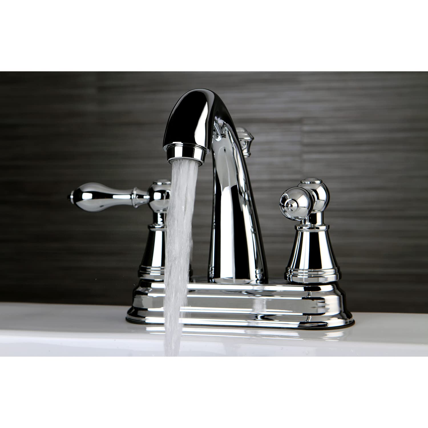 Kingston Brass FSY7616AL angielski klasyczny pojedynczy uchwyt 10 cm centralny kran toaletowy, Neapol Brąz