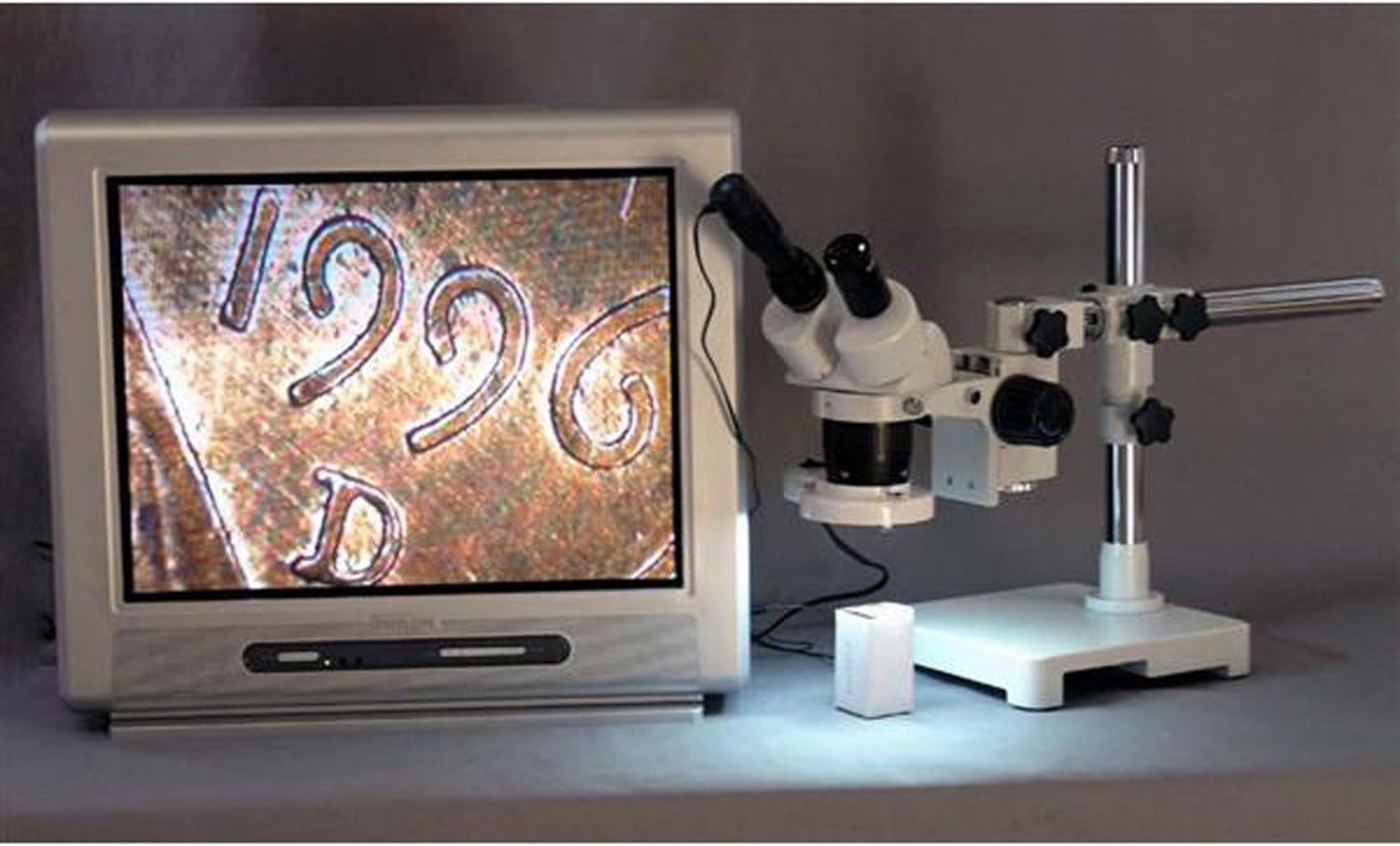 AmScope SW-3B24-FRL Binocular Microscope, WH10x Eyepieces, 10X and 40X Magnification, 2X/4X Objective, Single-Arm Boom Stand, 8W Fluorescent Ring Light, 110V-120V
