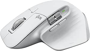 Logitech MX Master 3S for Mac - Wireless Bluetooth Mouse with Ultra-Fast Scrolling, Ergo, 8K DPI, Quiet Clicks, Track on Glass, Customization, USB-C, Apple, iPad - Pale Grey