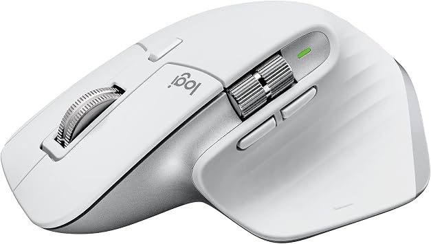 MX Master 3 S أداء ماوس لاسلكي للوجيتك ماك، 8000 DPI، لأبل وآيباد، هادئة، مريح، فائقة السرعة التمرير، ميزة متعددة الأجهزة، بلوتوث، لوجي بولت USB استقبال، أبيض