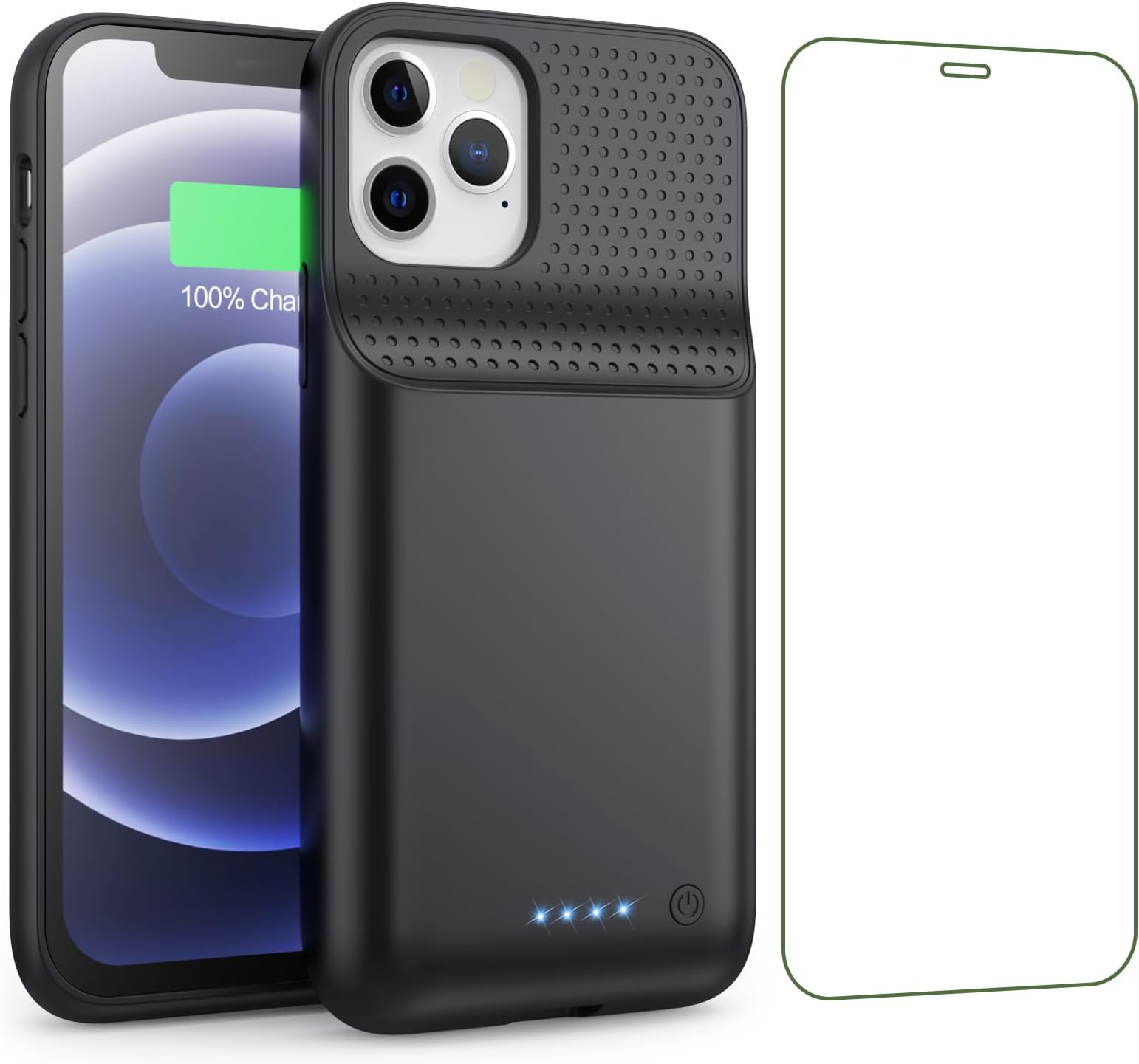 Battery Case for iPhone 12/12Pro, Powerful 10800mAh High Capacity Portable Protective Charging Case, Rechargeable Smart Extended Phone Charger Cover for iPhone 12/12Pro Battery Case(6.1 Inch)-Black