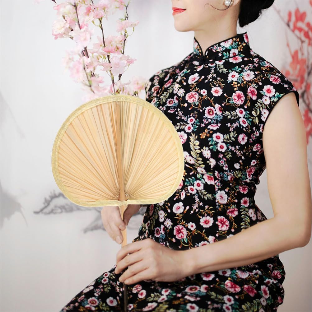 PRETYZOOM 4pcs Raffia Woven Hand Fan Traditional Tropical Design for Weddings Picnics and Outdoor Events Elegant Cattail Palm Leaf Handheld Fans for Women and Decoration
