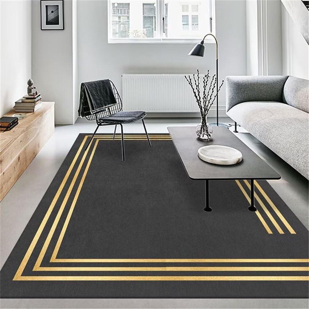 Tapis jaune moderne anti-salissure et antidérapant pour salon