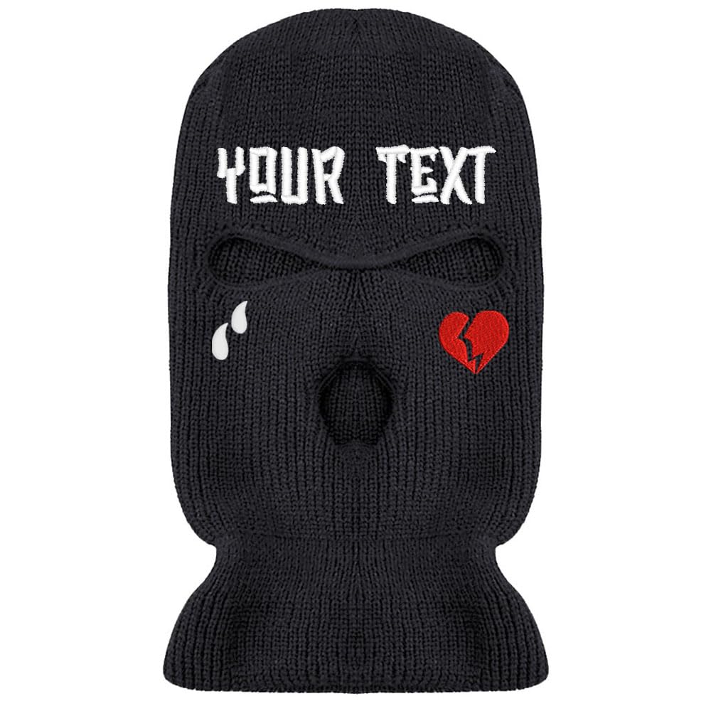 Custom Text Name Logo Embroidery 3 Holes Full Face Cover Ski Mask Winter Outdoor Sports Knitted Balaclava for Men Women