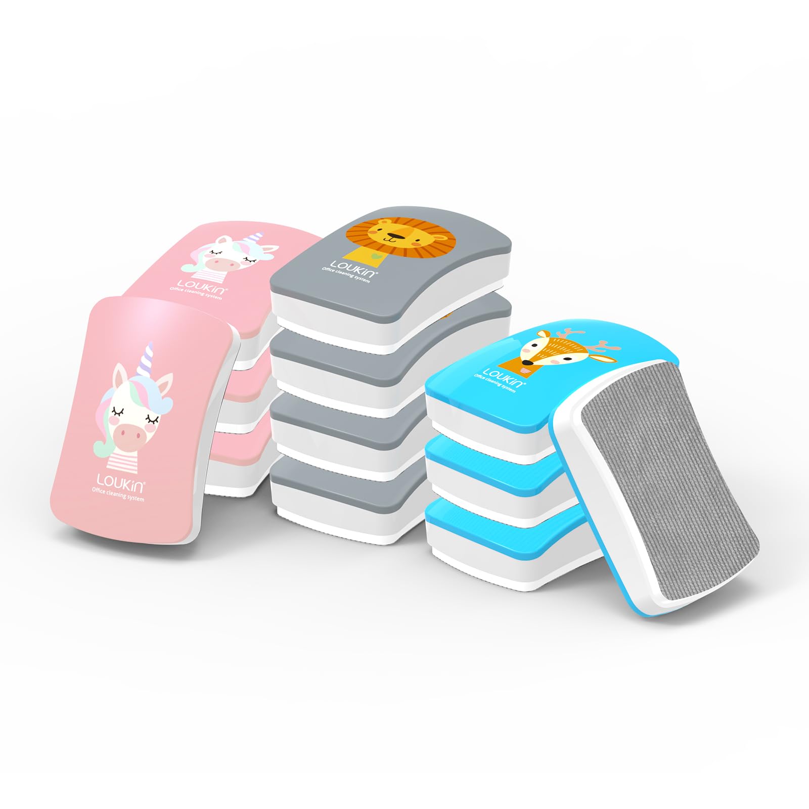 LOUKIN 12 Pack Kid Magnetic Dry Erase Erasers, Mini Whiteboard Eraser, Small Glass Board Eraser for Classroom, Home, Office, 2.17"x1.38"x0.59" (Blue,