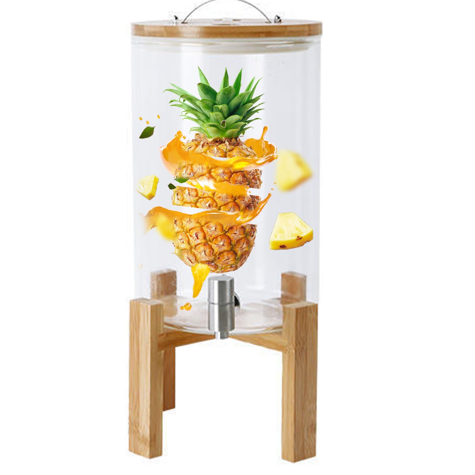 Drewniany Pionowy Automat Do Napojów O Pojemności 5 L, 8 L, 11 L, W 100% Szczelny Szklany Dystrybutor Wody Pitnej, Idealny Na Imprezy I Do Codziennego Użytku,8L