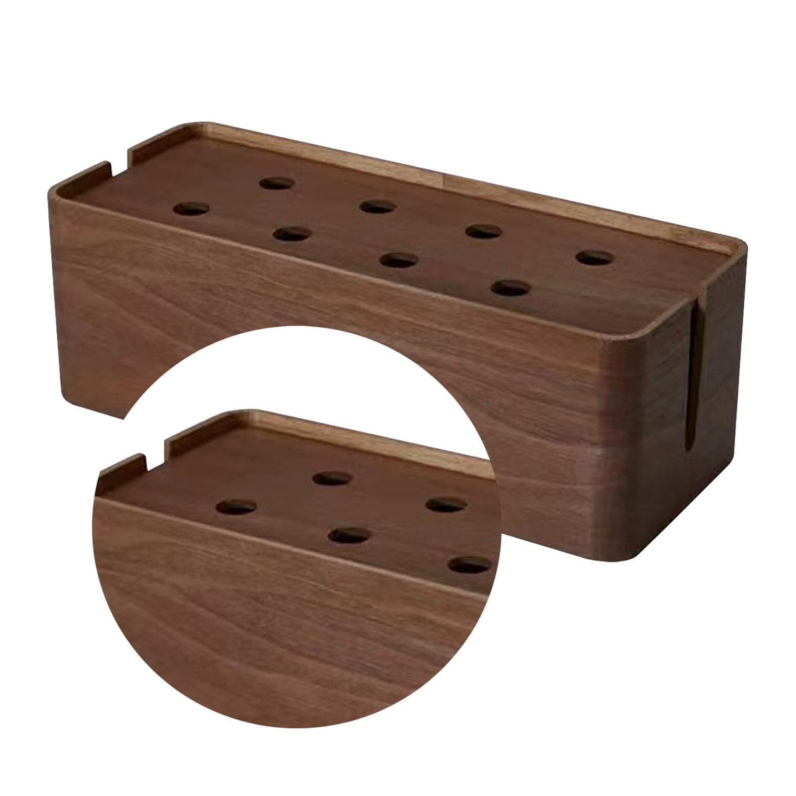 Generic Caja Organizadora de Cables con Compartimento para Ocultar Regleta Organizador de Alambres Y Accesorios Electrónicos de Madera Estuche Protector de Ca, Grande