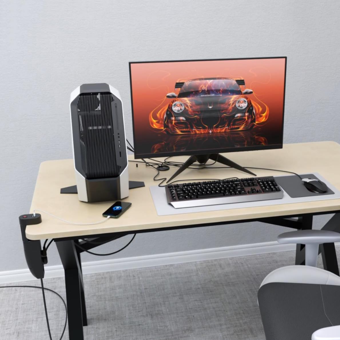 Steckdosenleiste 3 Fach mit 3 USB Ladeanschlüsse, Mehrlochsteckdose mit Tischclip (3680W) Steckerleiste USB(5V 3.4A,17W) mit 2M Kabel für Smartphones, Laptop, iPAD -Schwarz (Packung mit 2)