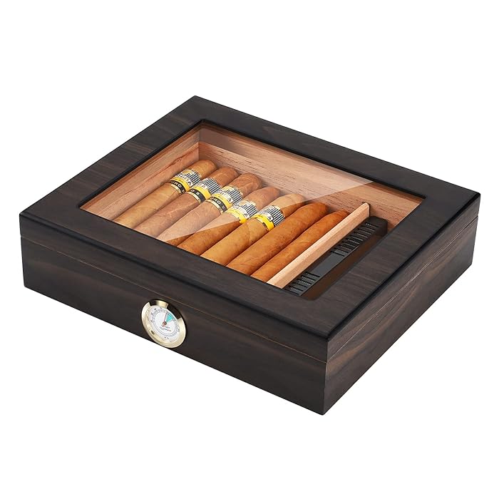 Buy VAPESOON Cigar Humidors Box Case with Glass Top Made from Solid