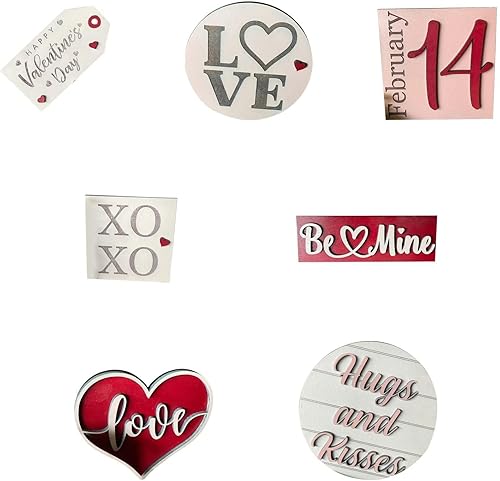 Miniatura 5 de Juego de 7 decoraciones de mesa para el día de San Valentín decoraciones de bandeja escalonada de madera decoración dulce del día de San Valentín