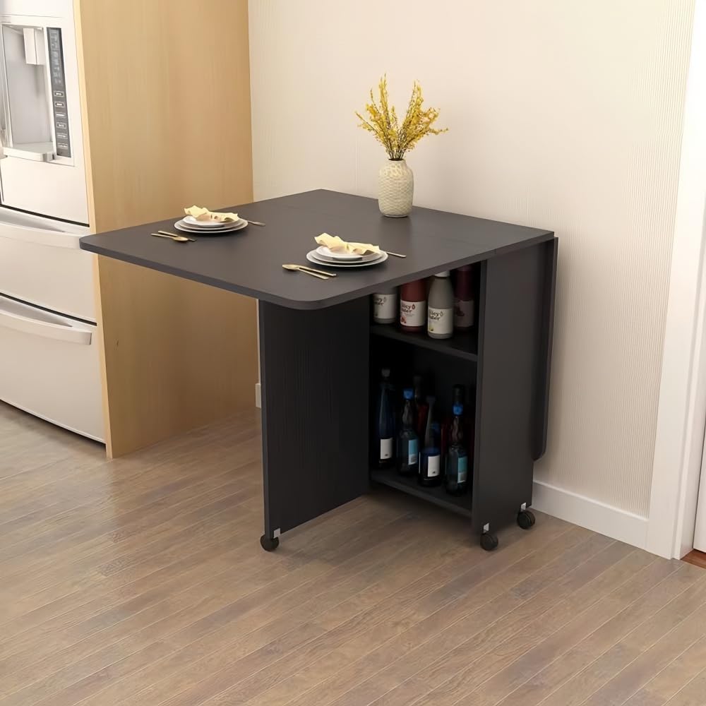 Living Table Extendable Dining Table Foldable Extendable Side Dining Table Extendable with Casters Kitchen Wagon Simple Stylish Storage Drawer Space Saving Multifunctional (47.24*23.62*30.31