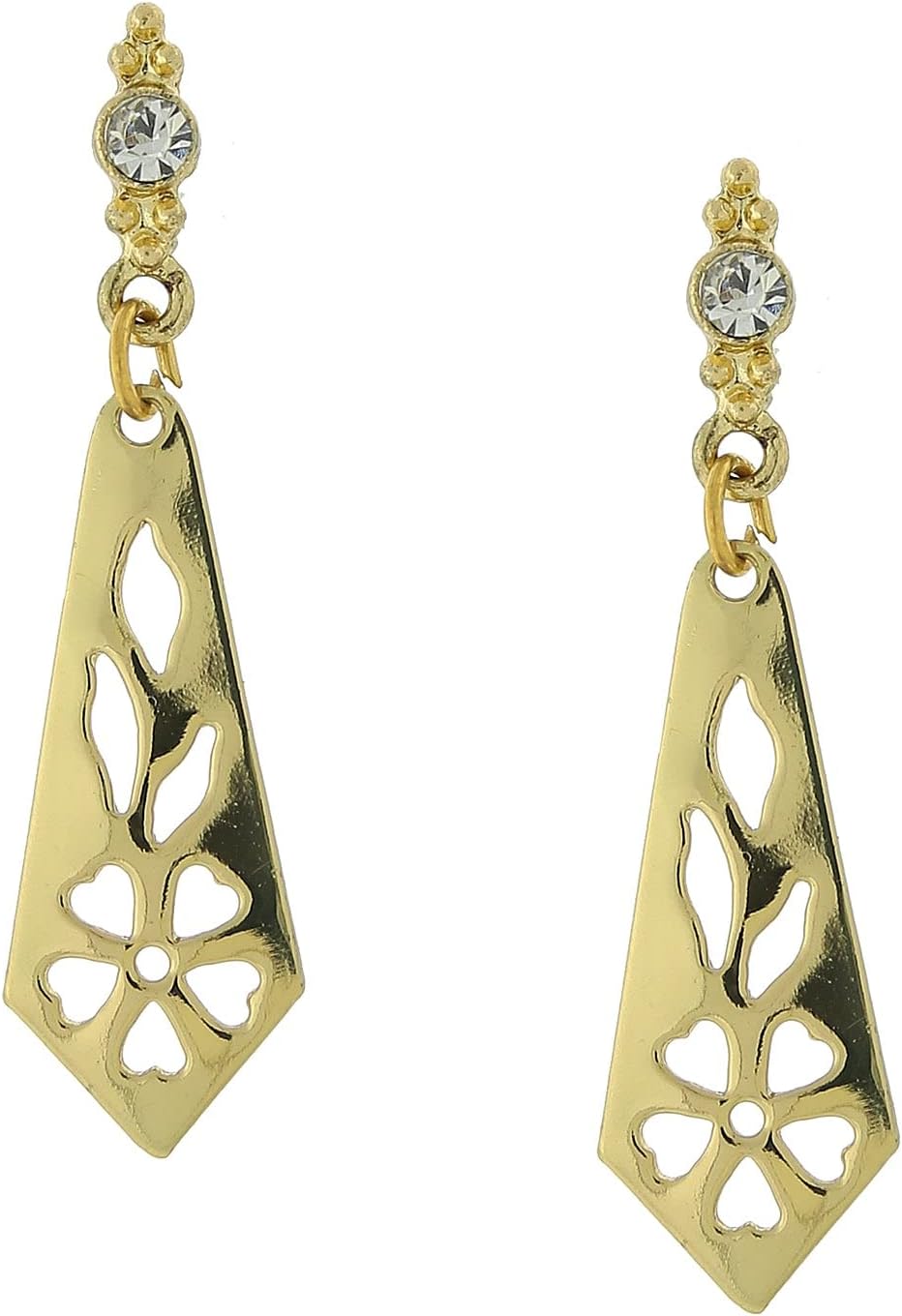 1928 Jewelry Cutout Crystal Post Accents Drop Earrings