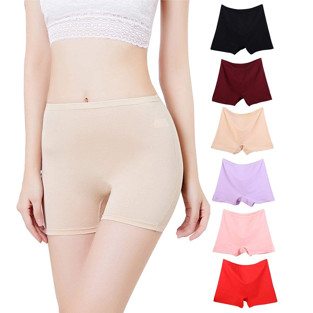 Bolivelan Cotton Boyshort Breathable High Middle Waist Panties Pack of 6