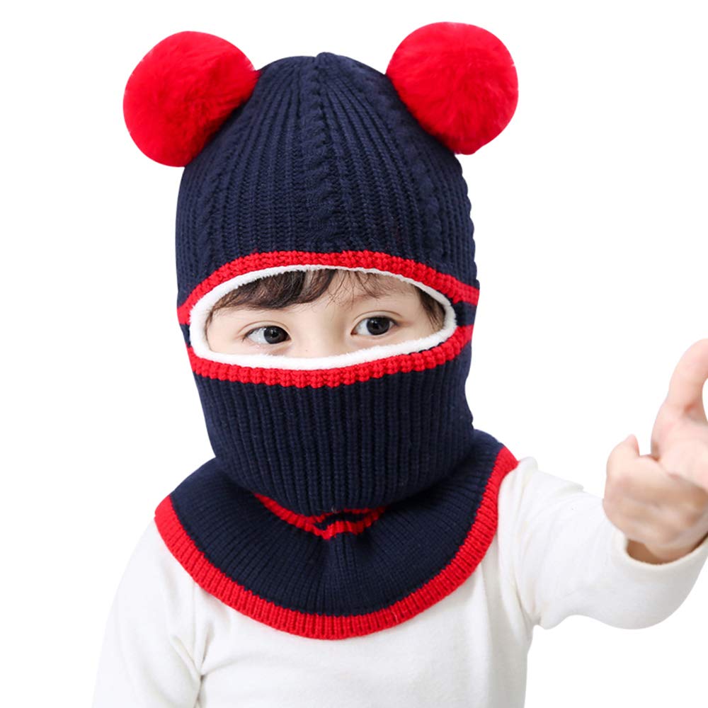 Baby Boys Girls Winter Hats Warm Cozy Knitted Scarf Earflap Beanie Fleece Lining Caps