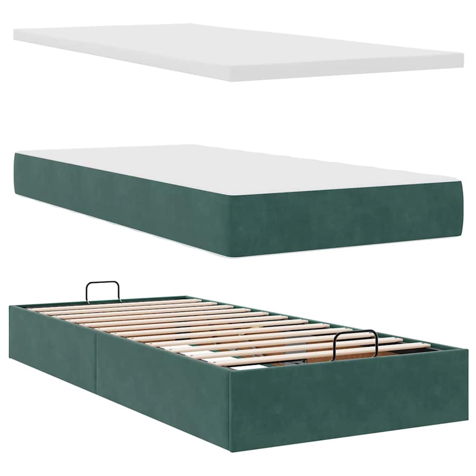 Gecheer Cama Otomana con Almacenamiento y Colchón de Resortes Individuales, Tela de Terciopelo, Luces LED, para Dormitorio y Descanso