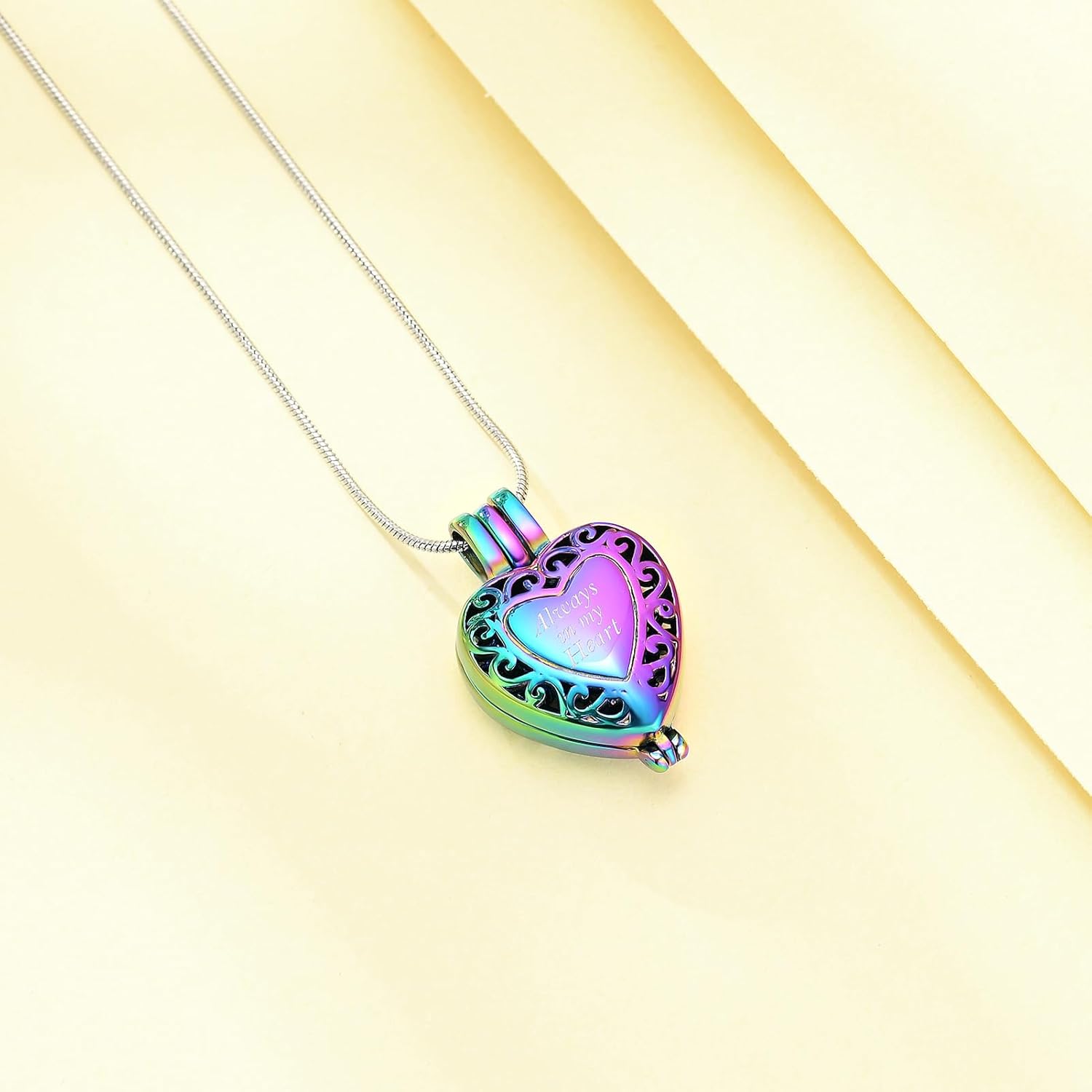 zeqingjw Heart Urn Necklace for Ashes Always in My Heart Cremation Jewelry Memorial Locket Ashes Pendant Keepsake Necklace Gift - Image 2