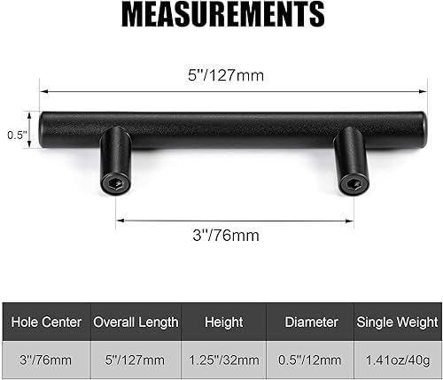 Miniatura 2 de CZC HOME Paquete de 10 tiradores de gabinete de 5 pulgadas, manijas de cajón de acero inoxidable, tiradores de cajón centrales de 3 pulgadas para