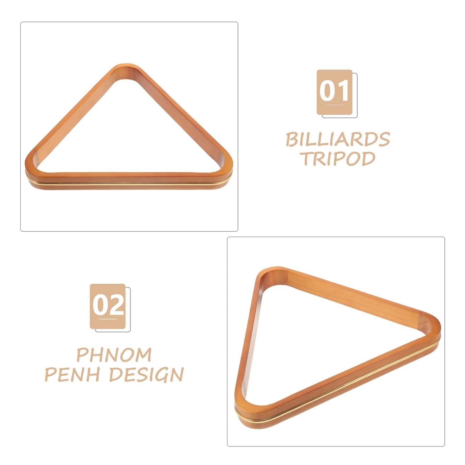 Triangolo da Biliardo Rastrelliera Triangolare da Biliardo in Legno for Palline, Superficie Liscia, Bordo Arrotondato, Struttura Stabile, Organizer for