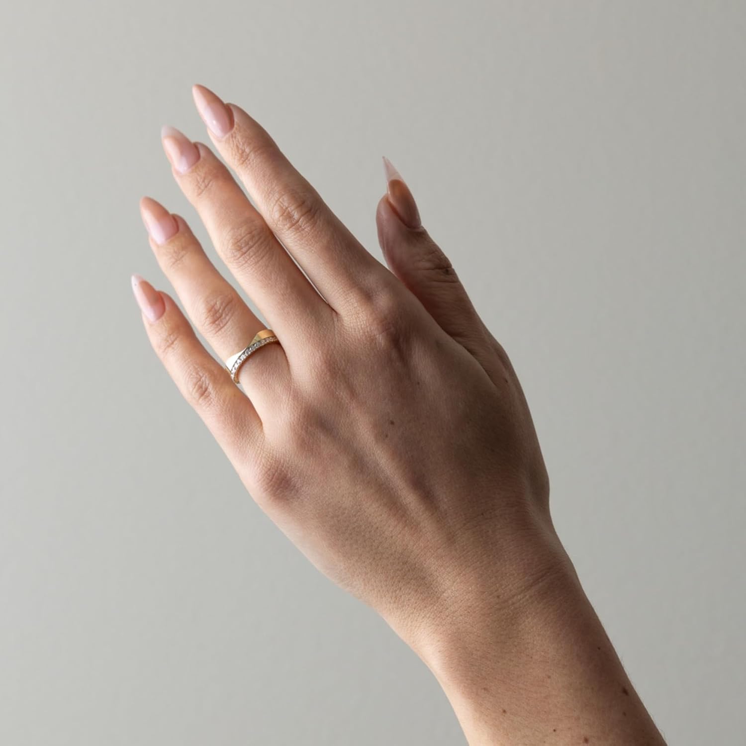HANDMADE Round Cut Moissanite Curved Half Eternity Wedding Band, 925 Sterling Silver, 14K Yellow Gold Plated, Sizes 4-13, for Engagement and Anniversary