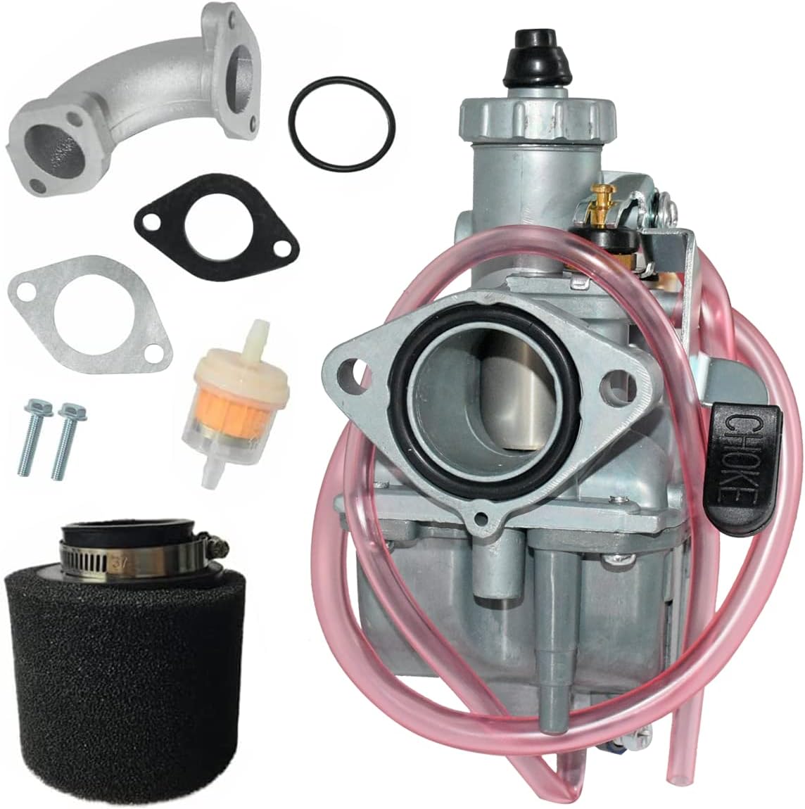 VM22 26mm Carburetor with Air Filter Intake Fit for Mikuni 110cc 125cc 140cc Dirt Pit Bike Pitpro SSR Predator GX200 196cc 212cc Clones Mini Bike Go Kart Carb