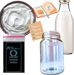 Iogurte Grego Infinito Desidratado + Manual Completo Cortesia 500ml! | Produção Caseira Saudável e Natural | Econômico, Rico em Proteínas | Fácil de Fazer em Casa