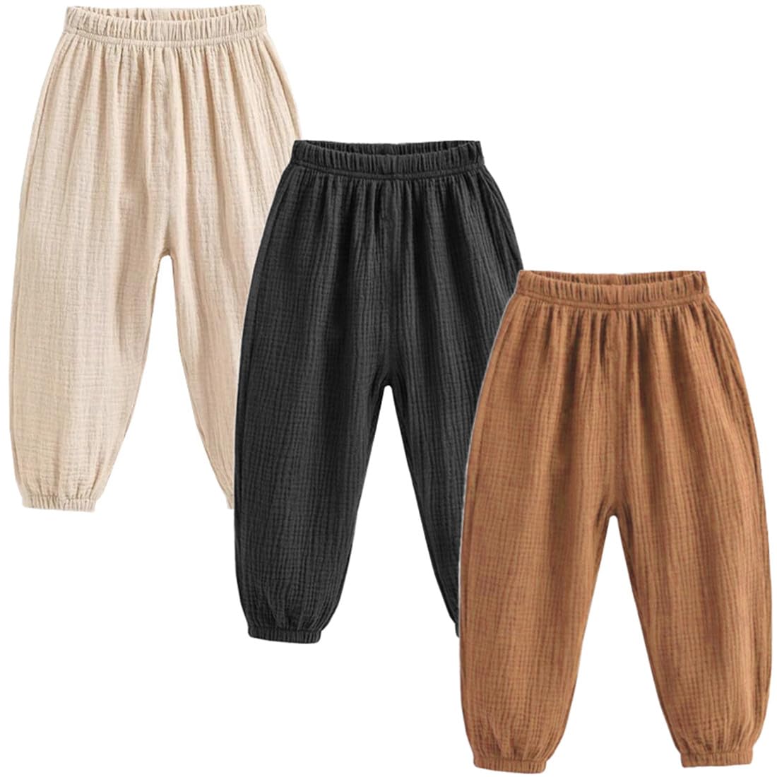 3 Pack of Mädchen Jungen Sommer Elastische Anti-Moskito Jogginghose Baumwoll Leinenhose Pumphose Lässige Pants Hose
