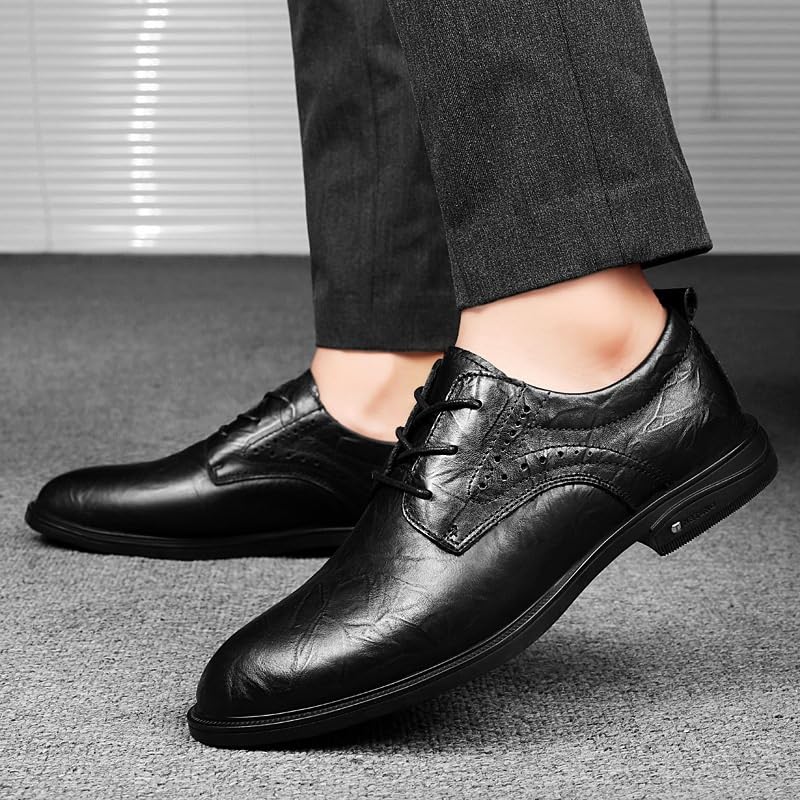Spring Autumn Black Simple Loafers Fashionable Men Lace-Up Oxford Shoes British Style Elegant Luxury Leather Shoes4