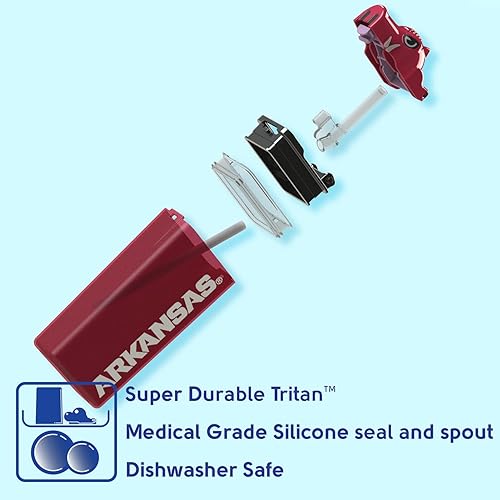 Miniatura 7 de Botella de agua reutilizable  Botella deportiva con licencia oficial de la NCAA, sin BPA, apta para lavavajillas, mascota roja grande, bebida de 12