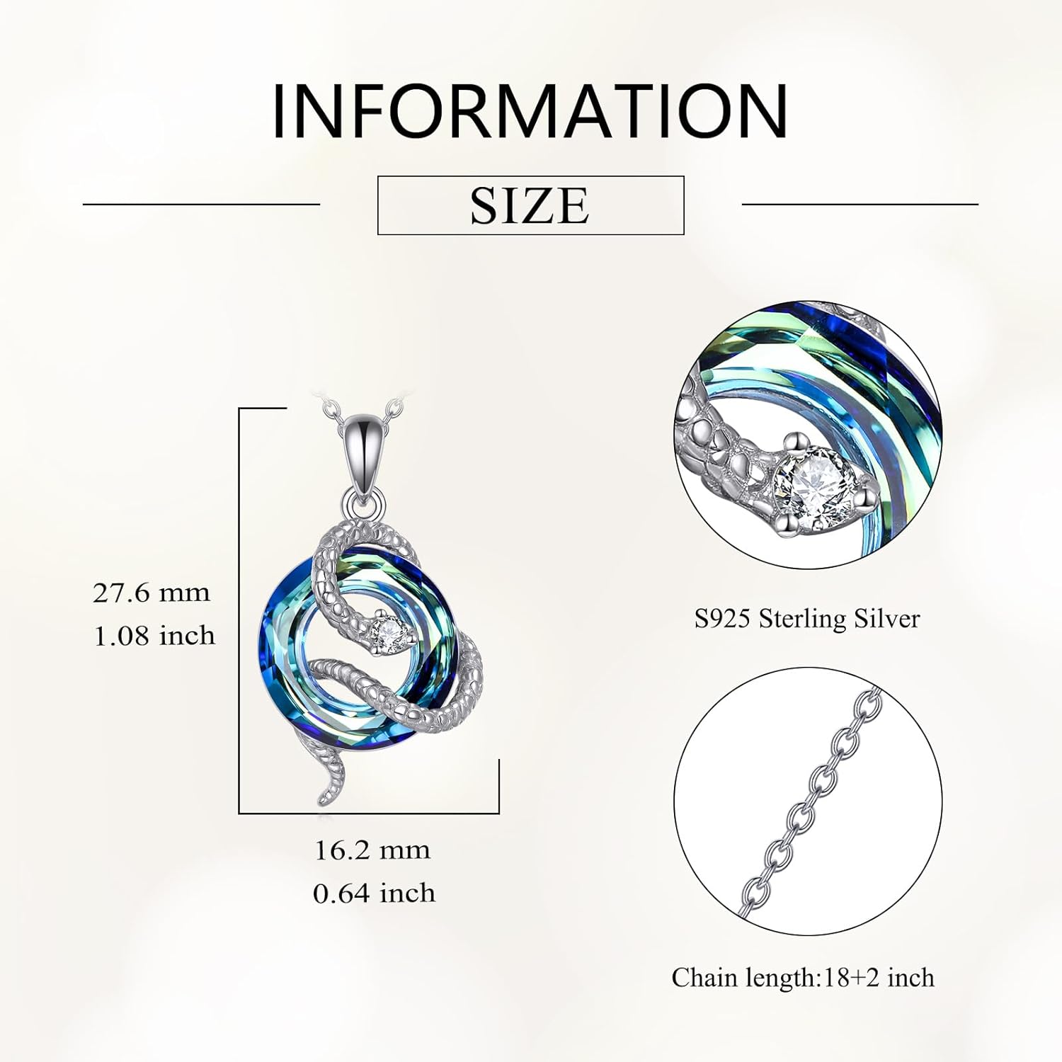 POPLYKE Snake Necklace 925 Sterling Silver Snake Pendant Necklace Animal Jewelry Gifts for Women Snakes lover - Image 3