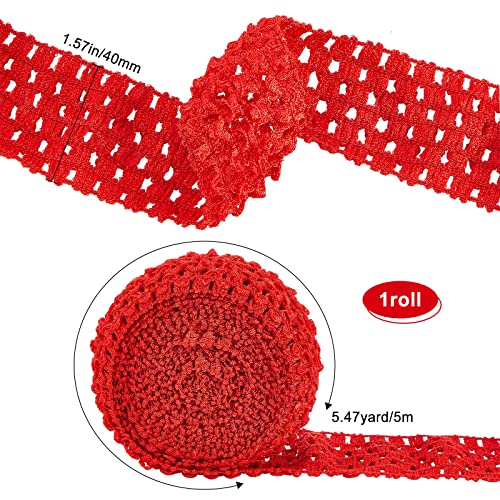GORGECRAFT 5.5 Yards 1.6" Wide Elastic Crochet Headband Ribbon Polyester Crochet Stretch Trim Fabric for Hair Accessories Tube Top Hair Band Making - Image 2