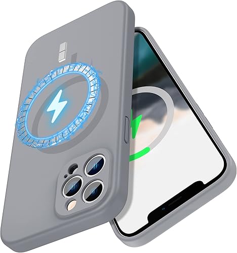 MCFANCE Funda magnética de silicona para iPhone 12 Pro Max Magsafe Funda de silicona con forro de microfibra para iPhone 12 Pro Max de 6.7 pulgadas