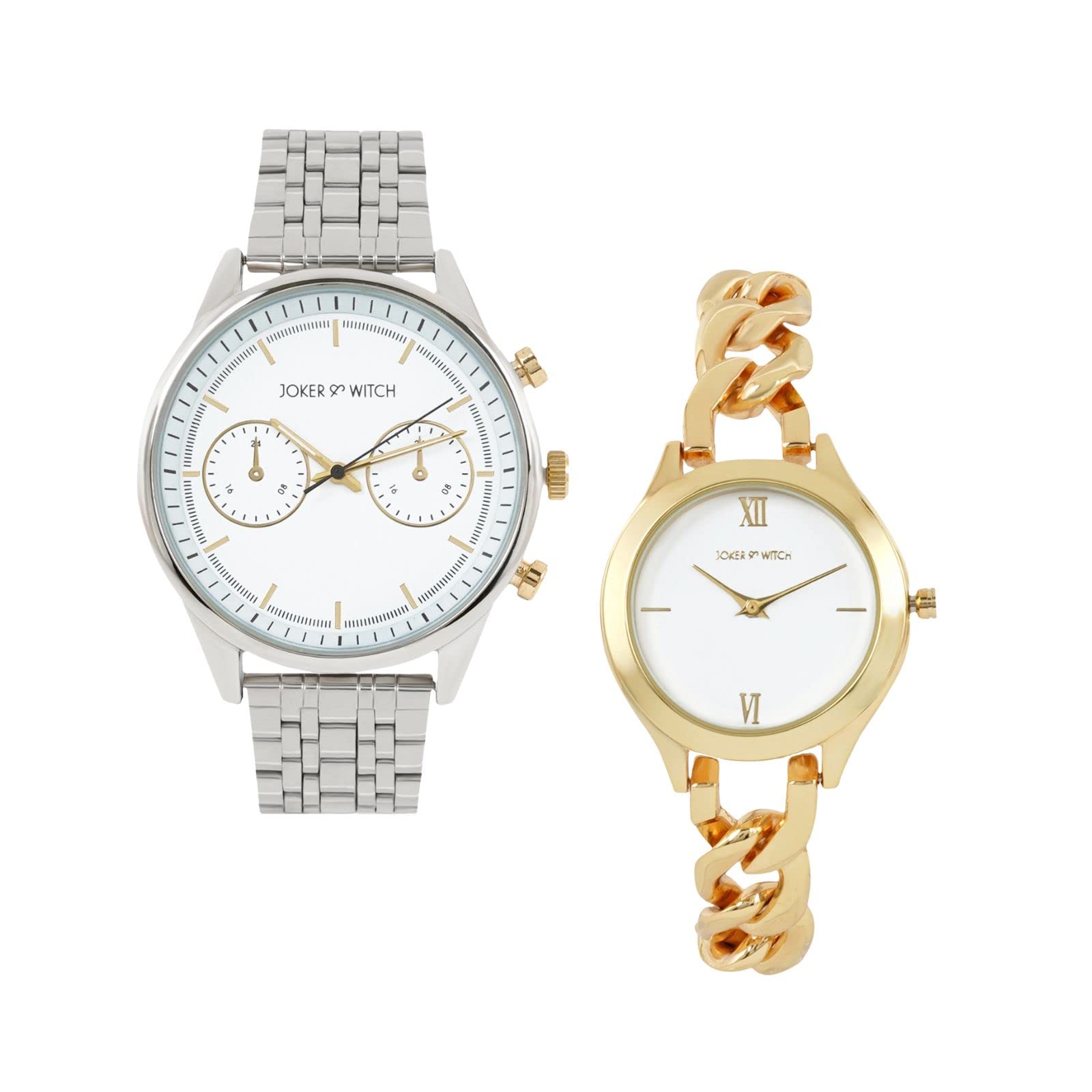 Joker & Witch Stainless Steel Zendaya & Tom Couple Analogue Watches, White Dial, Silver Band (B0BVB5XHSY) Amazon Price History, Amazon Price Tracker