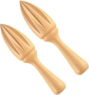 ZPFDM Ręcznie wykonana drewniana wyciskarka do cytryn i tłuczek - ręczna wyciskarka do cytrusów z litego drewna, sokowirówka do lemoniady, cytryny, limonki, cytrusów, 2 szt