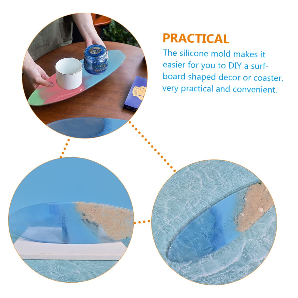 6stücke Silikon Gießform Surfbrett-Form Epoxidharz Silikonform Für Untersetzer Und Kreative Bastelprojekte Für Heimdekoration Und