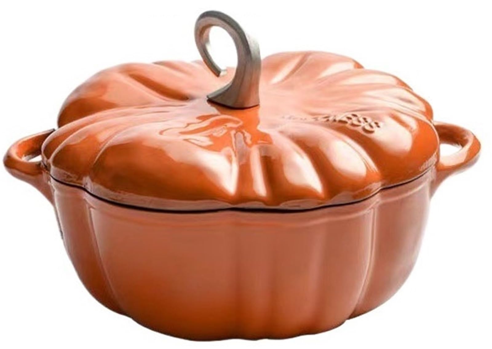 Żeliwny Garnek Żeliwny W Kształcie Dyni Z Pokrywką, Garnek Żeliwny W Kształcie Dyni, 4-QT, Porcja Dla 3-5 Osób, Podwójny Uchwyt, Dekoracja Na Halloween(7.9in)