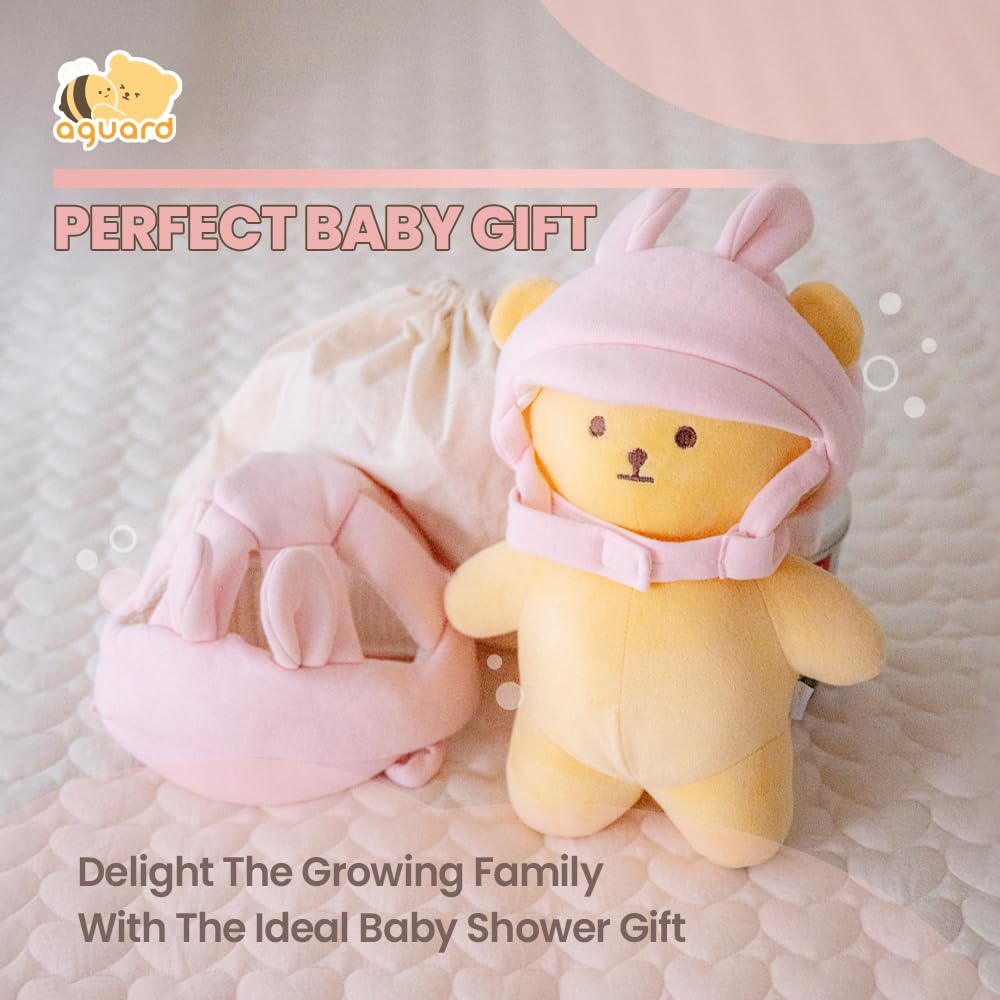 Protector de cabeza de bebé orgánico, casco de bebé de algodón certificado GOTS, conejo, ajustable y ultraligero, protector de cabeza para bebés que gatean y caminan, niños pequeños, bebé niña rosa