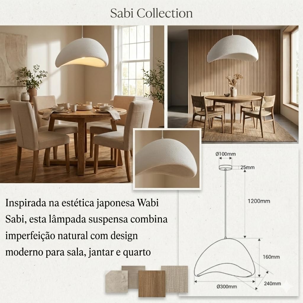 BARCELONA LED Duża Lampa Wisząca Wabi Sabi Ø50cm, Lampa Sufitowa z Teksturowanej Żywicy, Oprawa E27 w Stylu Japandi Boho Minimalistycznym do Salonu, Jadalni i Sypialni