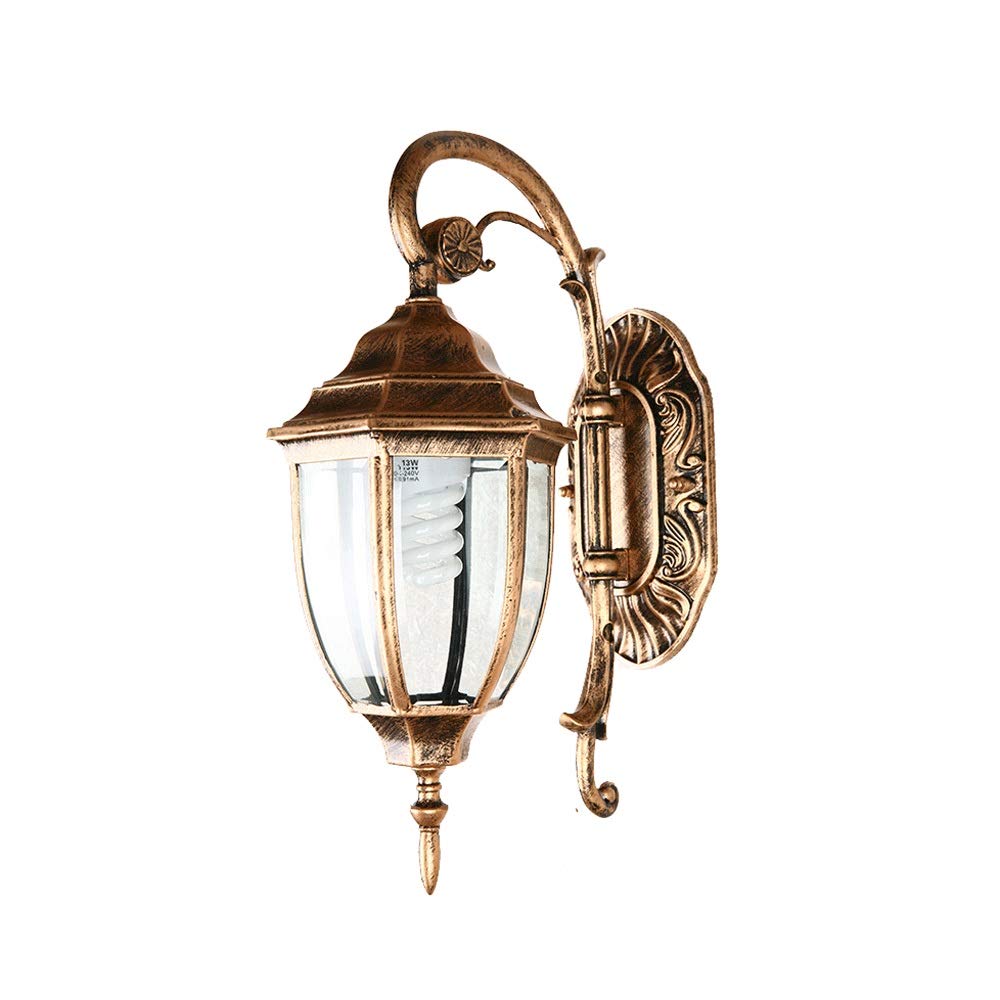 Lumière murale étanche européenne en aluminium robuste et lanterne en verre style Victoria