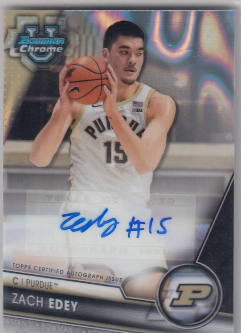Basketball Trading Card NBA 2023-24 Bowman University Chrome Prospects Autograph Refractor Lava #BCPA-ZE Zach Edey NM Near Mint Auto 14/199