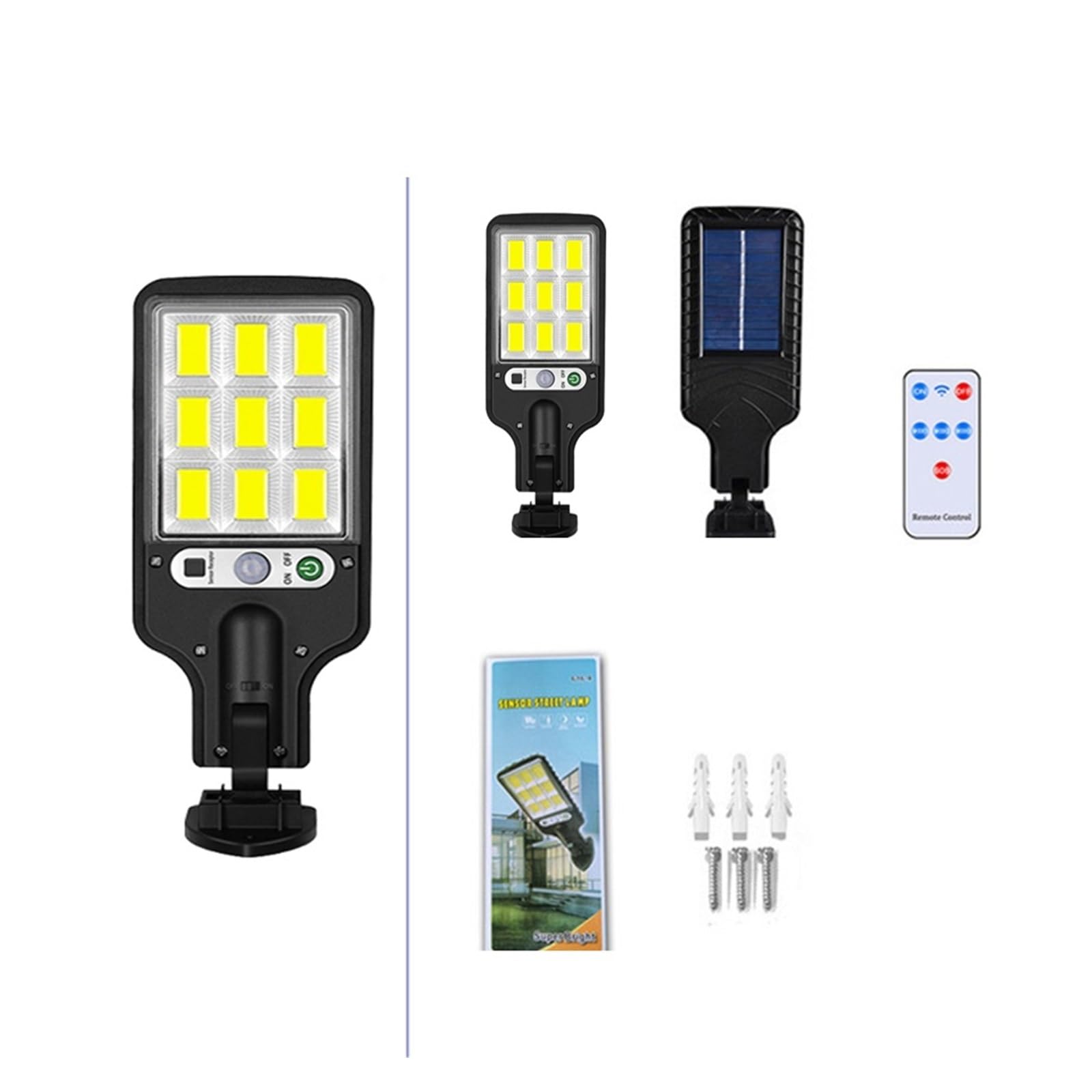 Solarne lampy uliczne na zewnątrz, Solar Street Lights Zewnętrzna lampa słoneczna z 3 trybami światła Wodoodporny czujnik ruchu Oświetlenie bezpieczeństwa do ogrodu Patio Path Yard do oświetlenia zewn