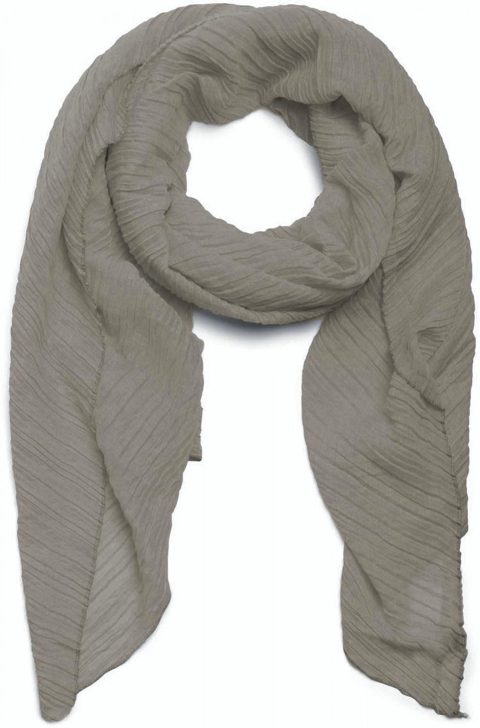 styleBREAKER Women's Scarf Solid Color with Fine Crinkled Surface, Lightweight Fabric, Pleated, Pleats 01016107, Colour:Grey