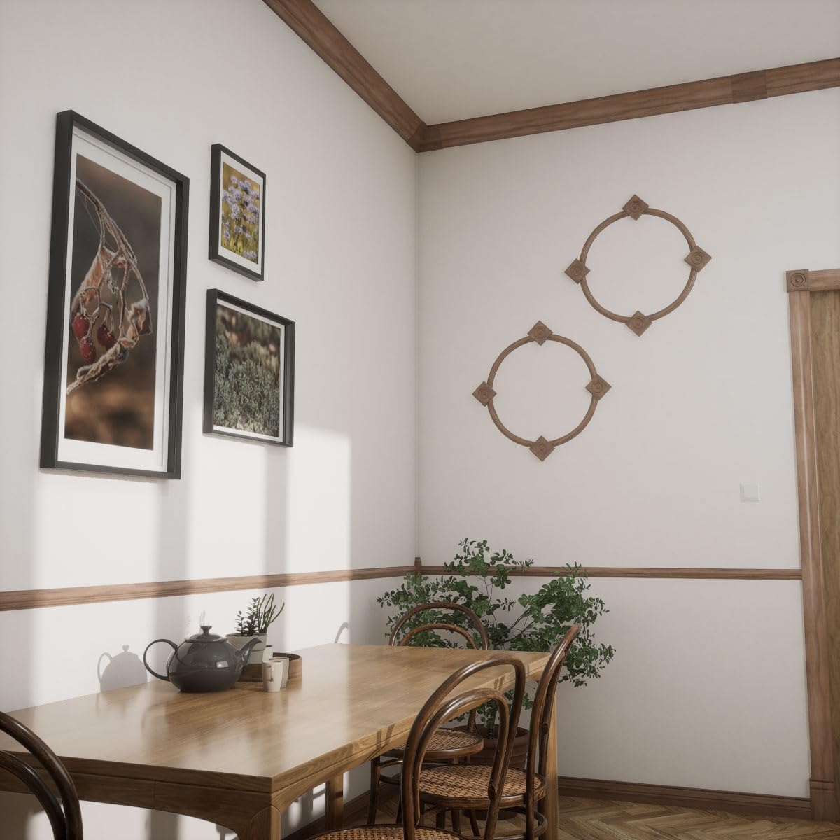 WM1215-1 1/4"W x 14 1/8"H Americraft Solid Hardwood Stain Grade Moulding 10" Radius Scallop Corner, Walnut (Matches Moulding MLDWW01X01WM1215WA)