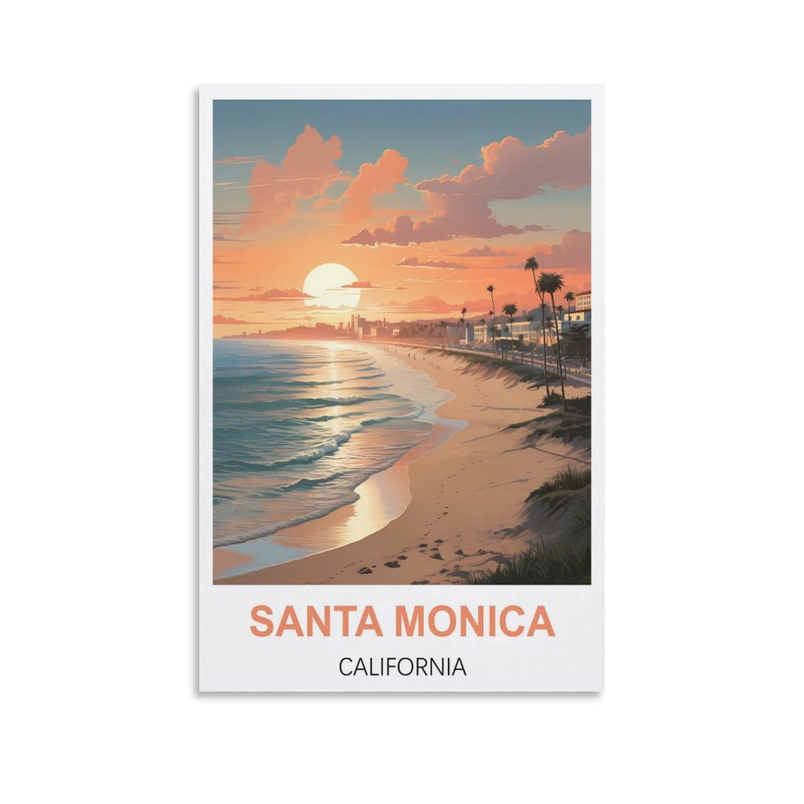 EZMLFA Diamond Painting Kits for Adults,Santa Monica California 5D Diamond Painting Kit for Adults Beginners, DIY Full Round Drill Gem Art Kits for Home 50x60cm