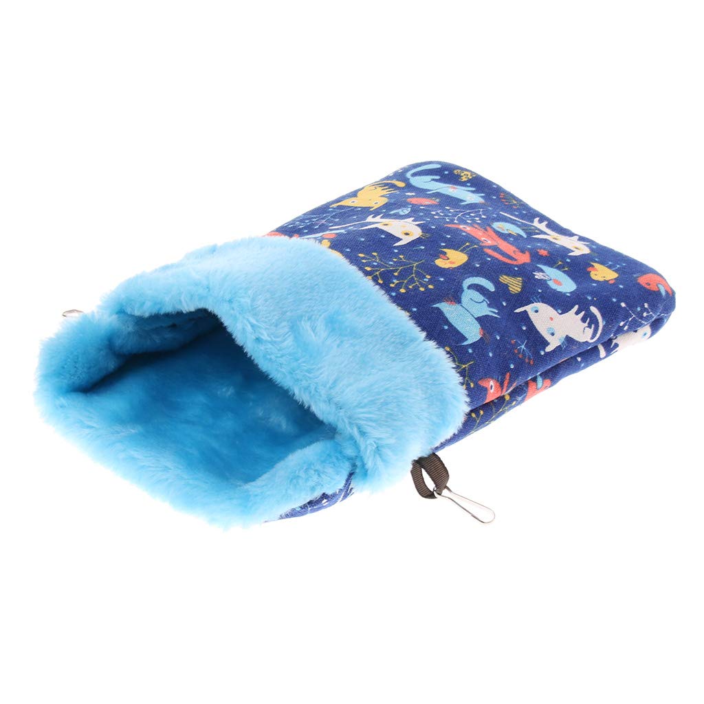perfk Winter Hängematte Hängender Schlafsack Kuschelsack für Hamster Meerschweinchen Ratte Chinchilla Frettchen, Katze Blau